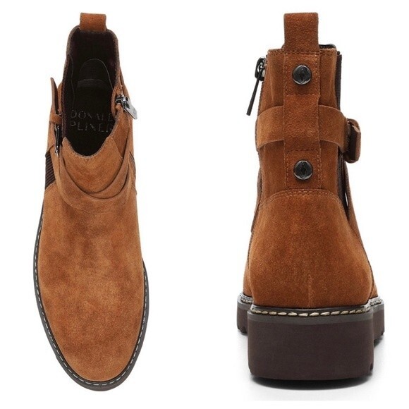 NIB NWT Pliner Suede Ankle Boots Booties Captain Chunky Lug Sole Moto Brown 11 - Picture 4 of 4